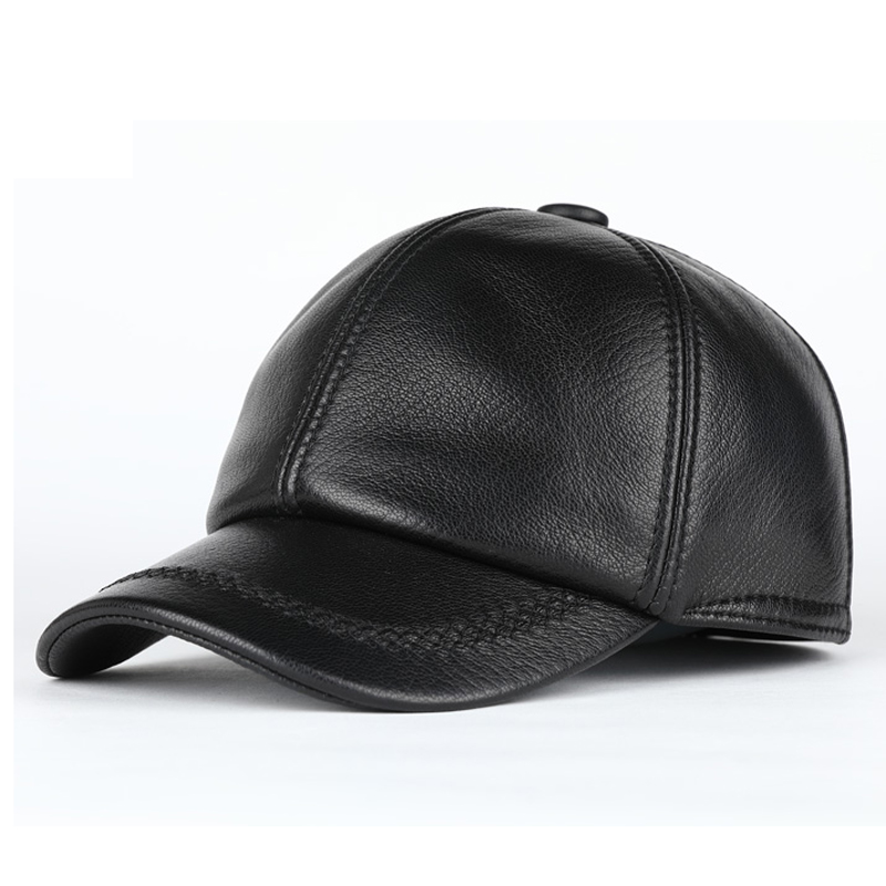 Baseball Cap Structured - Topi kulit asli pria wanita, topi