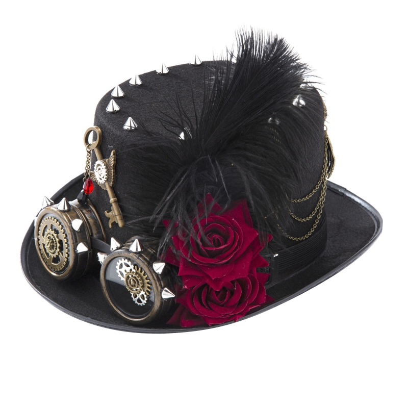 Fedora Hat Wool - Y166 Topi Steampunk Antik Topi Atas
