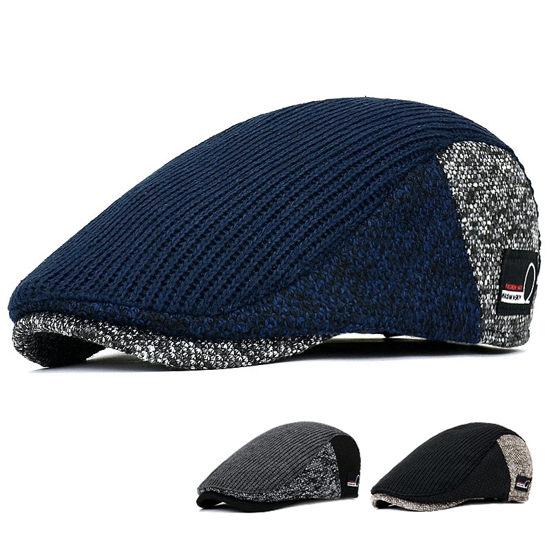 Snapback Hat Flat - Topi baret rajut pria, tutup kepala