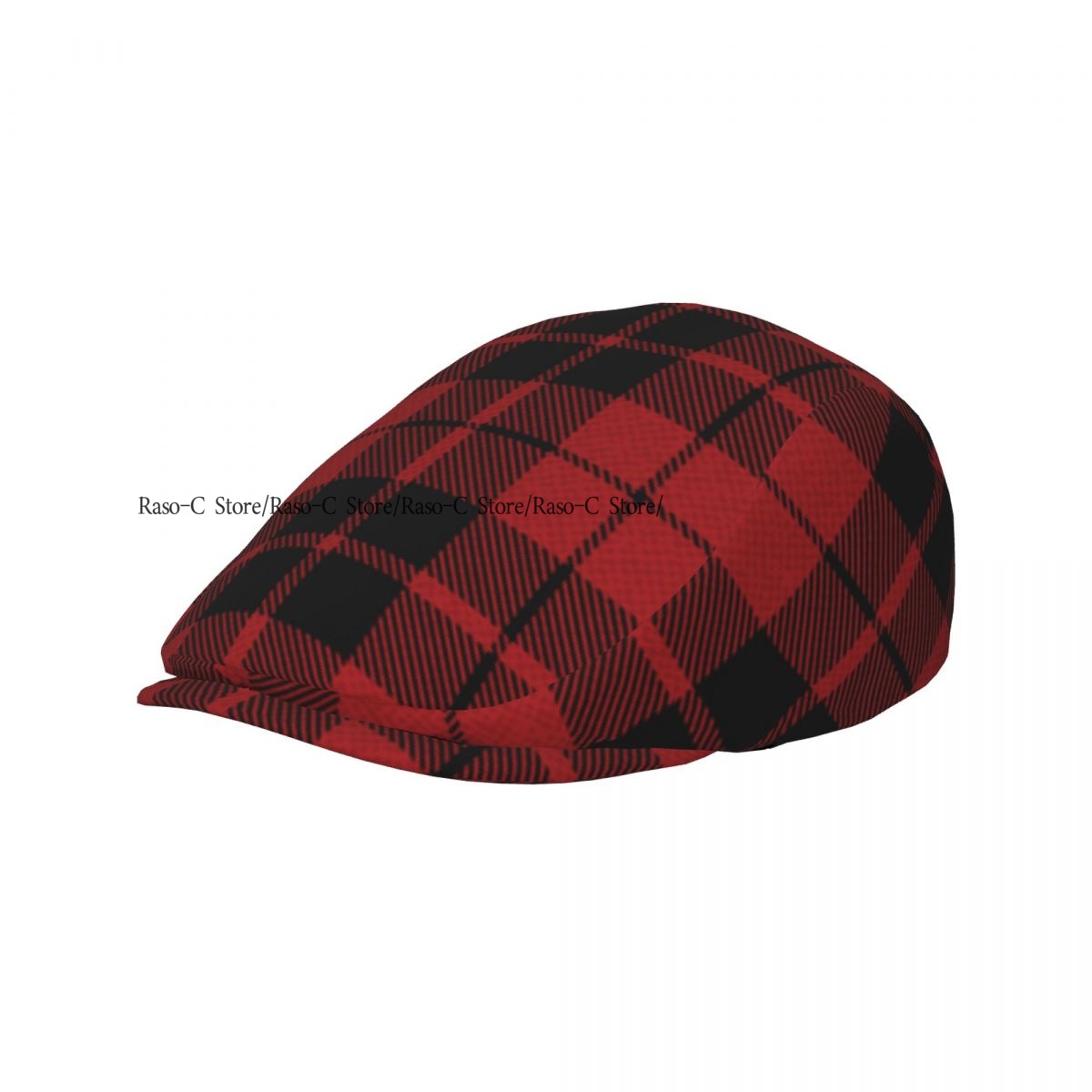 Newsboy Cap Ivy - Topi Datar Dewasa Motif Kotak-kotak Merah